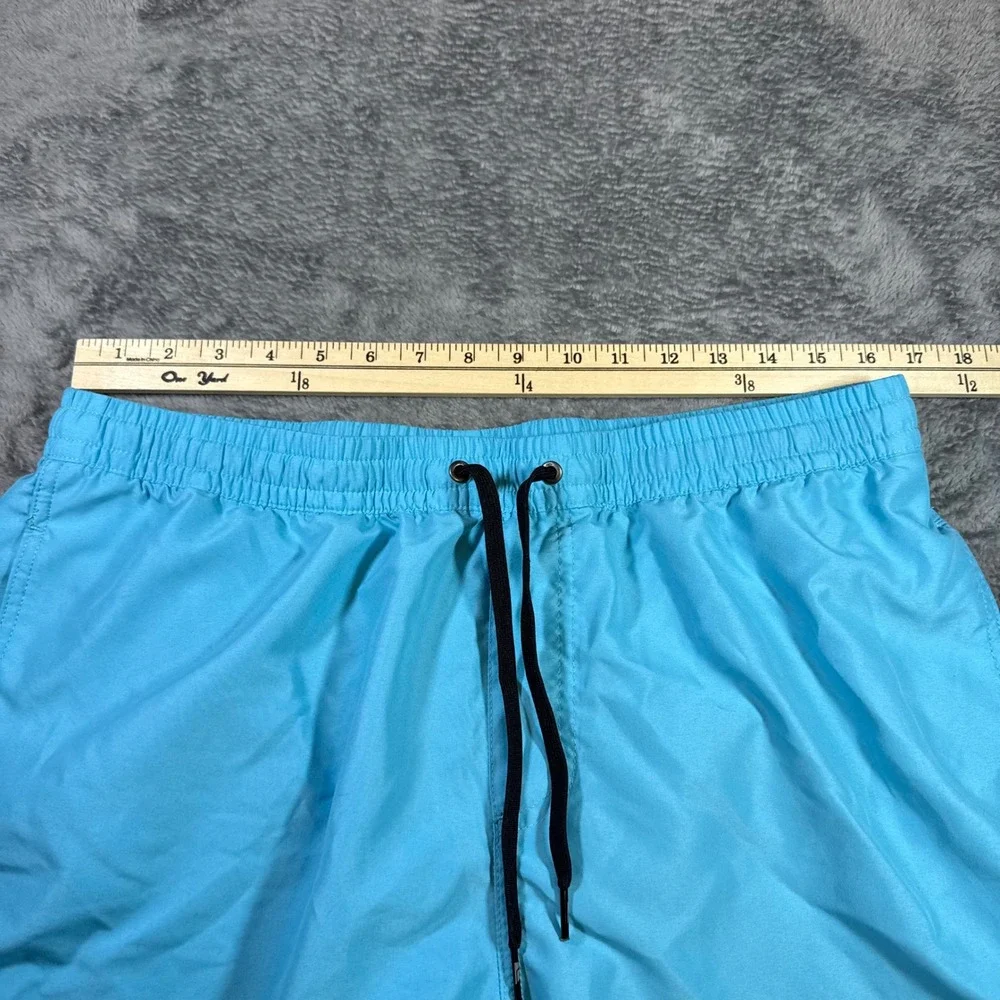 Quiksilver Mens Swim Trunks Light Blue‎ Elastic Waist Board Shorts XL 6in Inseam